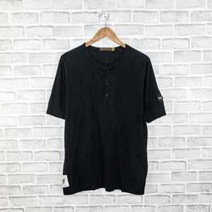 Johnson Motors Inc Men's Black short sleeve henley shirt size Large